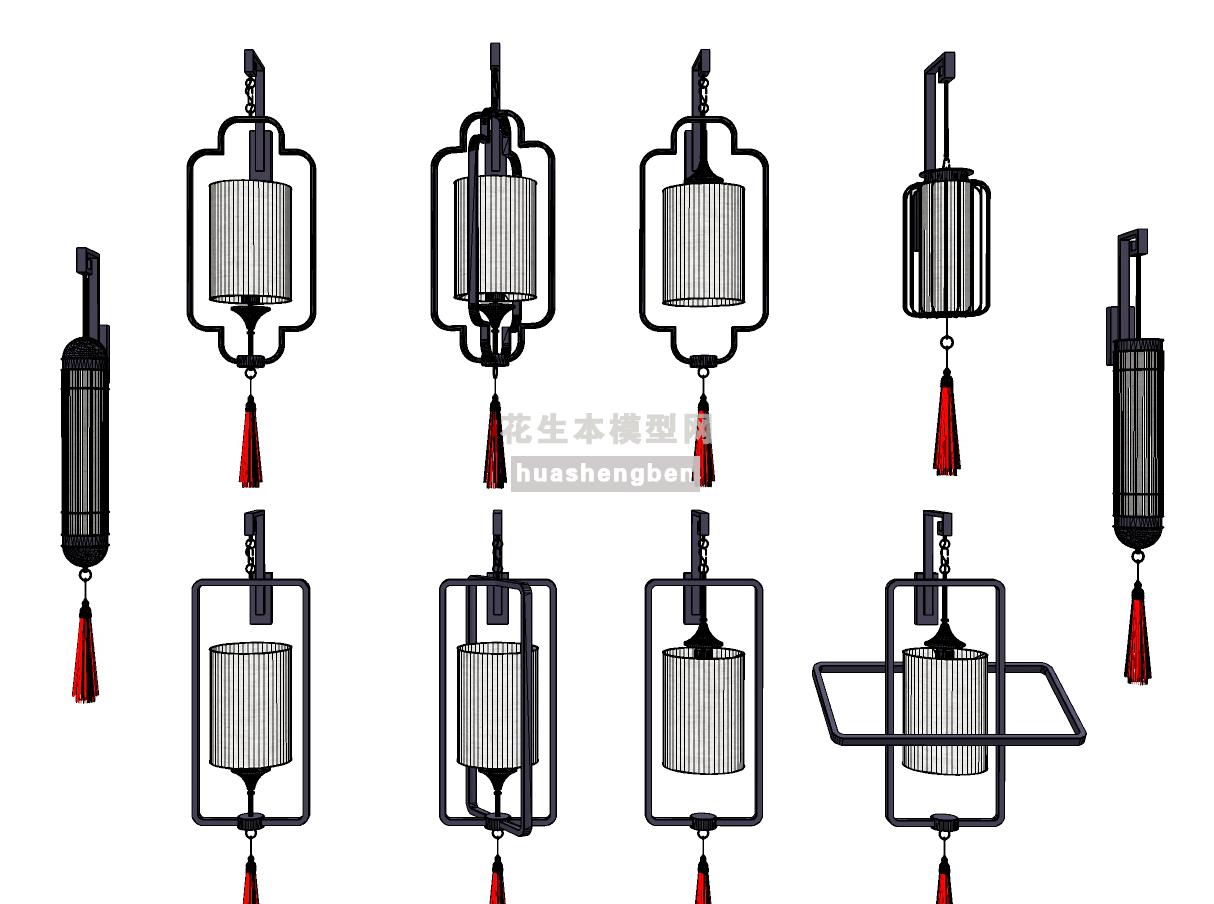 中式壁灯su草图模型下载(1)