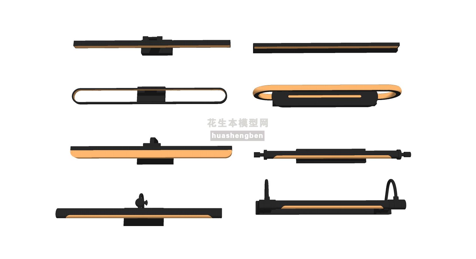 现代灯具条形灯壁灯装饰灯镜前灯su草图模型下载(1)