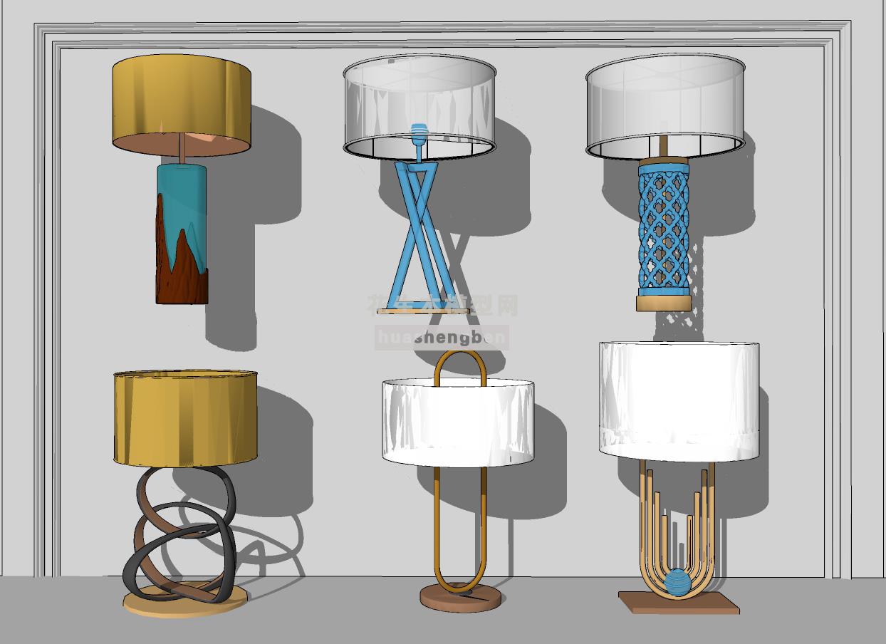 中式壁灯su草图模型下载(1)