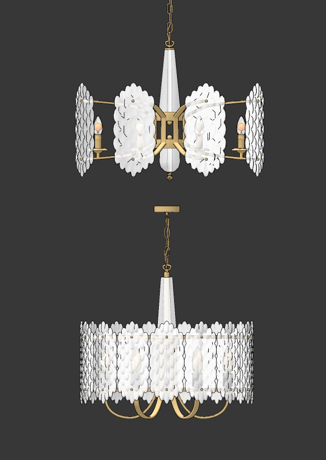 现代水晶吊灯su草图模型下载(1)