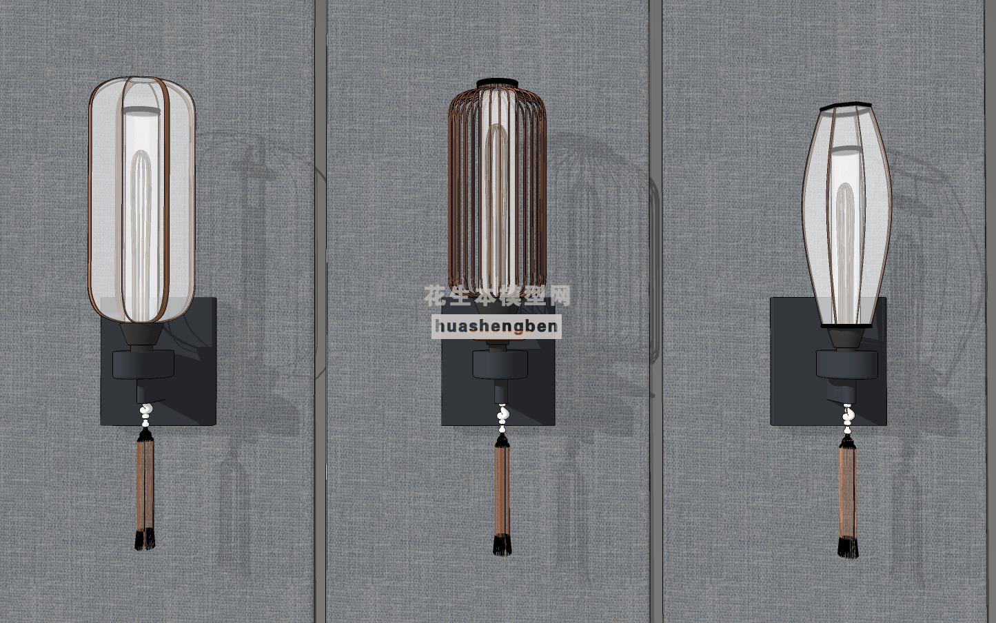 中式金属壁灯su草图模型下载(1)