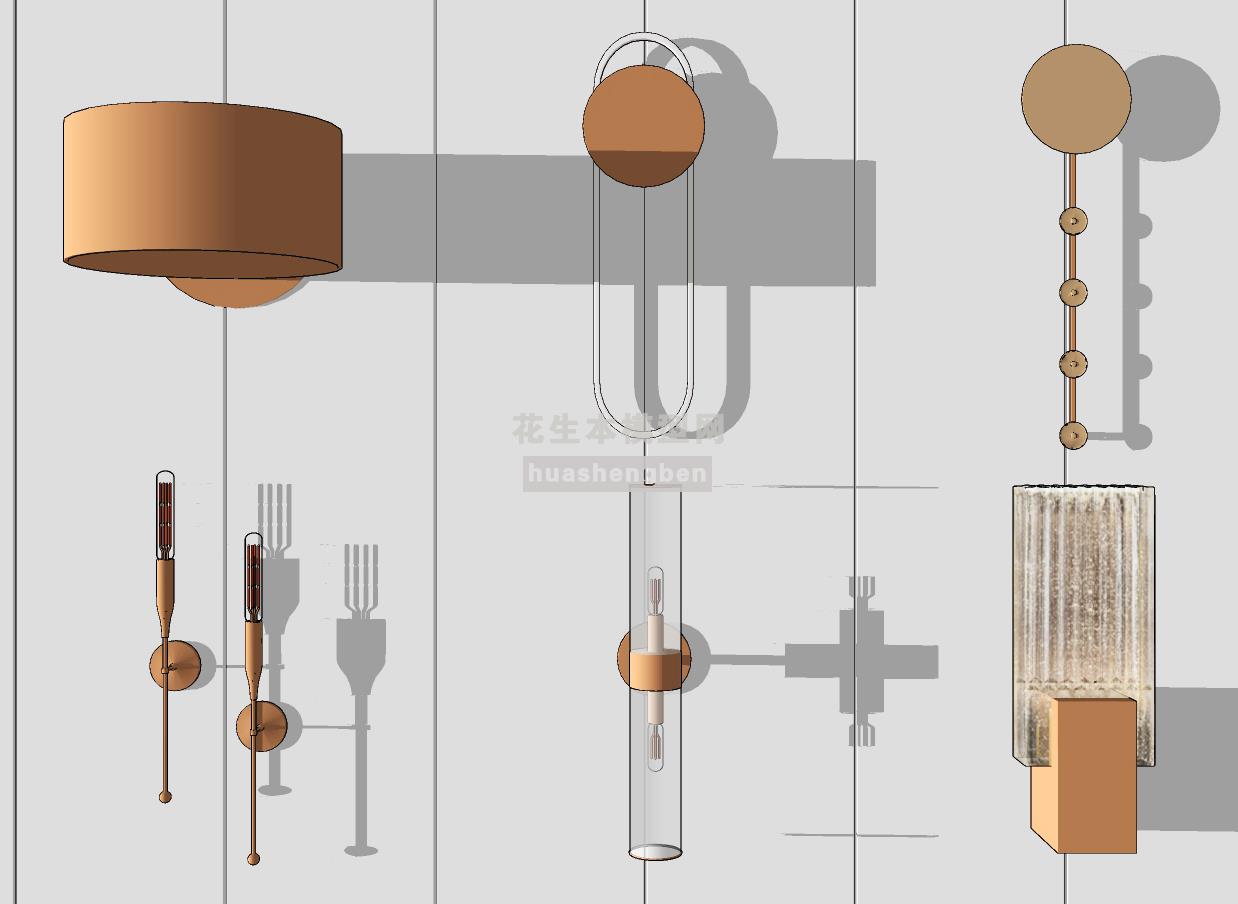 现代轻奢壁灯su草图模型下载(1)