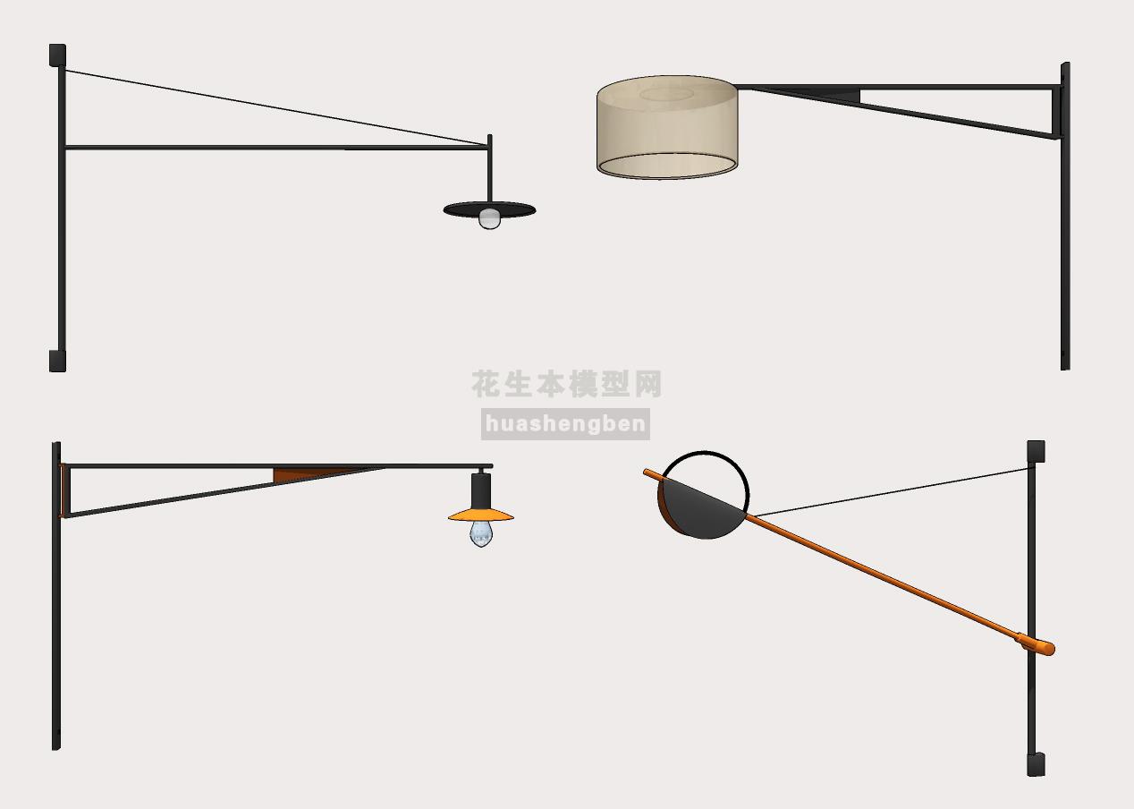 现代简约金属壁灯,su草图模型下载(1)