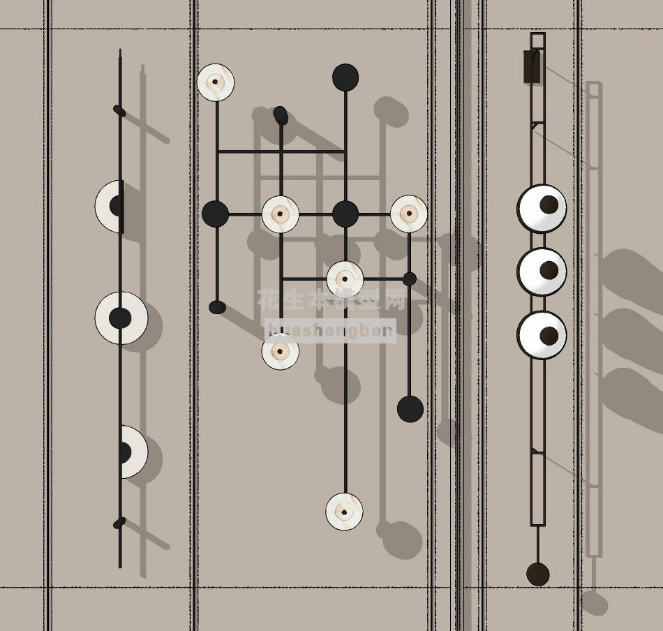现代简约金属壁灯su草图模型下载(1)