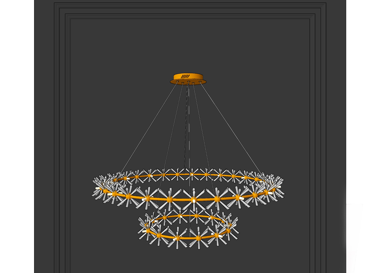 现代环形双层水晶吊灯su草图模型下载(1)