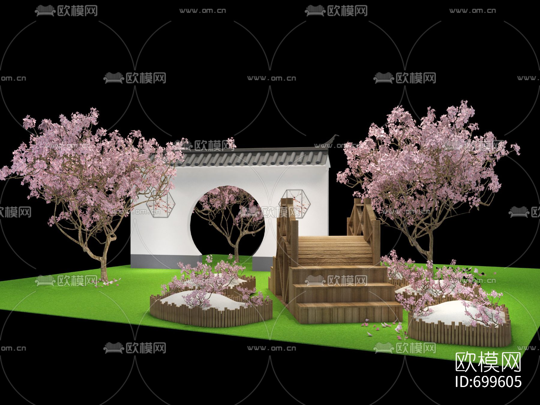 新中式仿古庭院免费3d模型(1)