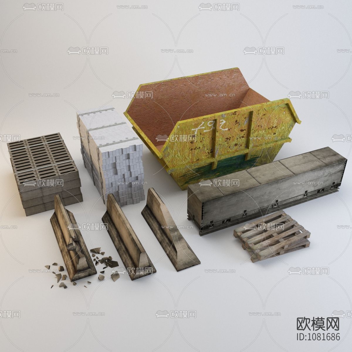 现代工地建筑材料免费3d模型(1)