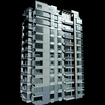 现代高档公寓楼小区楼建筑外观免费3d模型(1)